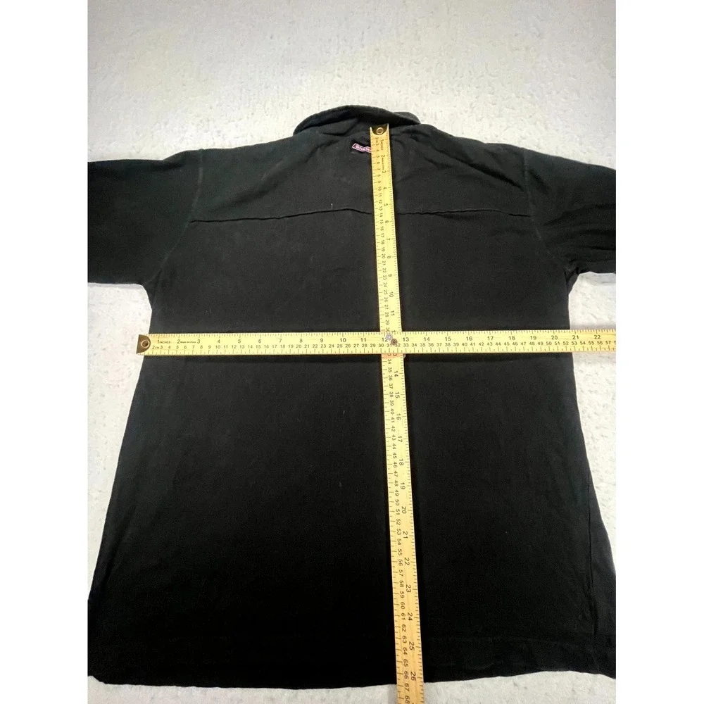 Y2K Dickies Polo Shirt Mens L(42-44) Black Cotton Skull Wings Tattoo Gothic Golf